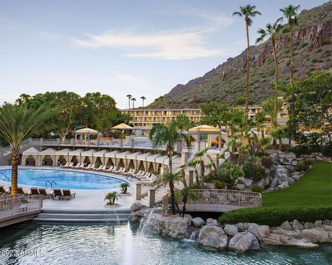 Fractional Ownership! Enjoy this desert getaway 3 weeks per year. Own a piece of The Phoenician resort with this spacious 3 bedroom + den, 3 1/2 bath villa! Complete with a private pool, hot tub, outdoor grill, fire pit, fireplace, and full kitchen w...