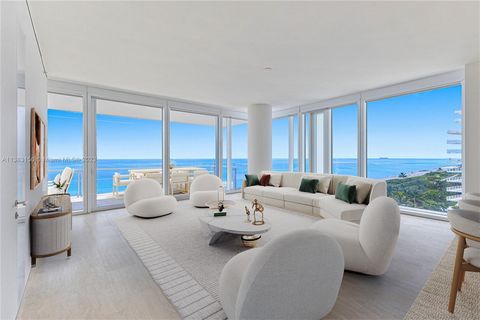SENSATIONAL BEACH-CHIC DIRECT OCEANFRONT RESIDENCE AT THE ACCLAIMED FOUR SEASONS SURF CLUB IN MIAMI BEACH! Private Foyer Entry into Open & Bright Entertaining Living Area with Ocean & Bay Views from this Flow-through Floorplan. Featuring 4 Bedrooms +...