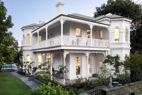 Inspect By Private Appointment at the Advertised Times. Displaying breathtaking grandeur and elegance, this illustrious c1890’s balconied Victorian residence is magnificently nestled within glorious established 1,142sqm approx. garden and pool surrou...