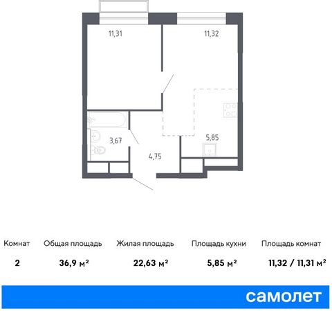 Продается 1-комн. квартира. Квартира расположена на 22 этаже 22 этажного монолитно-кирпичного дома (Корпус 6, Секция 2) в ЖК «Новоград Павлино» от группы «Самолет». «Новоград Павлино» находится в 13 км от МКАД рядом с рекой Пехорка и в окружении трех...