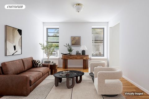 Discover this bright and sun-filled 2-bedroom, 1-bath corner apartment with triple exposures, nestled in a charming pre-war HDFC Co-op in the heart of vibrant West Harlem. The apartment offers serene views of lush trees and boasts spacious, well-prop...