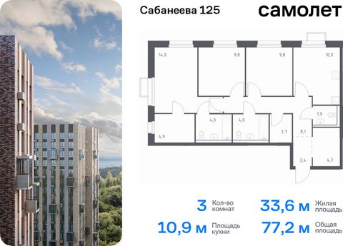 Продается 3-комн. квартира. Квартира расположена на 6 этаже 25 этажного монолитно-кирпичного дома (Корпус 1.1, Секция 1) в ЖК «Сабанеева 125» от группы «Самолет». В жилом комплексе «Сабанеева 125» вы ежедневно будете наслаждаться видами сопок. Холмис...