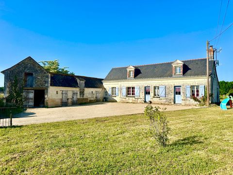 Maison à vendre longère en tuffeau avec dépendances à Blou 49160 de 135m² et 1935m² de terrain - vie de plain-pied
