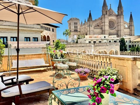 AVAILABLE FROM DICEMBER 2025. Located in the prestigious Plaza de la Reina, in the historic center of Palma, this unique penthouse is reserved for those seeking something truly exceptional. From its majestic private terrace, you can take in the city'...