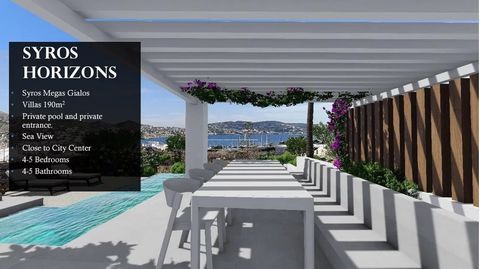 EXCLUSIVE OPPORTUNITY For Sale: Under Construction Luxury Villas in Syros Prime Features: Size: 190 sq.m. indoor, 550 sq.m. garden Levels: 3 Bedrooms/Bathrooms: 4-5 each Pool: Private, 21 sq.m. Outdoor: Private garden; terrace with Aegean view Parkin...