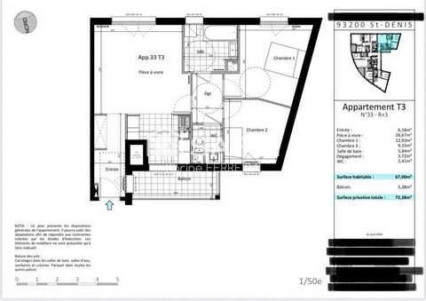 APPARTEMENT T3 au 3ème ETAGE + BALCON