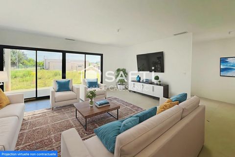 Maison contemporaine de plain pied, 3 chambres, garage sur 847 m2 de terrain