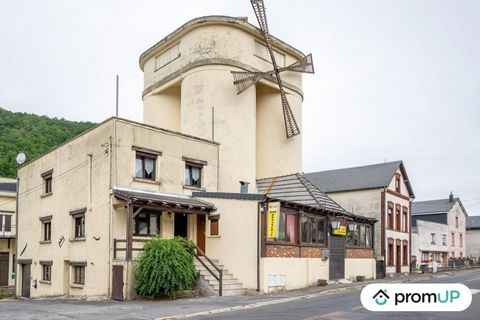 This commercial space in a remarkable building is for sale in the town of Bogny-sur-Meuse, 15 km north of Charleville-Mézières, Ardennes department. The building is an old flour silo, whose mill is intact. The premises housed a pizzeria, which closed...