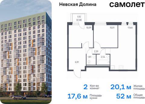 Продается 2-комн. квартира. Квартира расположена на 15 этаже 15 этажного монолитно-кирпичного дома (Корпус 1.1, Секция 2) в ЖК «Невская Долина» от группы «Самолет». «Невская Долина» - уютный квартал в скандинавском стиле рядом с набережной Невы. Нахо...