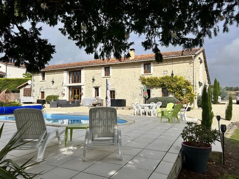 EXCLUSIVE TO BEAUX VILLAGES! We are delighted to offer for sale this stunning 4 bed/3 bath detached Charentaise stone cottage, immaculately presented and boasting newly constructed in ground pool and amazing countryside views. Situated on a hill over...