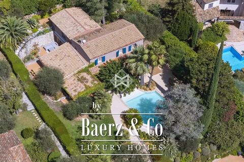 Nestled in a peaceful and lush environment, within a highly sought-after private estate, this stunning Provençal-style villa is in excellent condition. It features numerous shaded relaxation areas and beautiful terraces surrounding a freeform pool an...