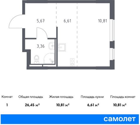 Продается квартира-студия. Квартира расположена на 15 этаже 17 этажного монолитного дома (Корпус 6, Секция 3) в ЖК «Мытищи Парк» от группы «Самолет». ЖК «Мытищи Парк» — это надежные и долговечные монолитные корпуса. При проектировании домов и террито...