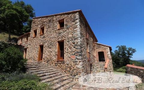 This superb 18th century Catalan mas is in a quiet and private location, overlooking the hills of the Vallespir, in the Languedoc-Roussillon region of the South of France, Occitanie.  It is an outstanding example of a recent renovation of this type o...