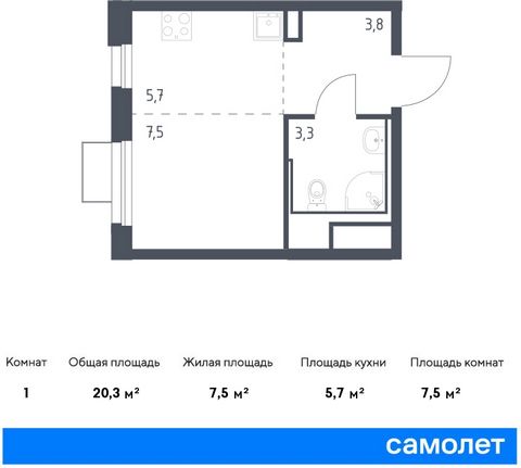 Продается квартира-студия. Квартира расположена на 9 этаже 25 этажного монолитно-кирпичного дома (Корпус 1.2, Секция 2) в ЖК «Сабанеева 125» от группы «Самолет». В жилом комплексе «Сабанеева 125» вы ежедневно будете наслаждаться видами сопок. Холмист...