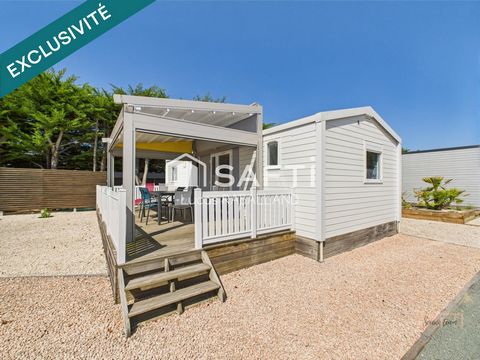 A proximité de la mer, terrain avec mobile-home dans une résidence privée