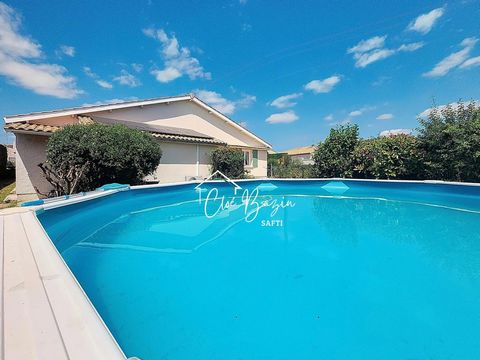 Maison 110m2 de plain-pied au calme, sans vis-à-vis – Saint-André-de-Cubzac Quartier pavillonnaire recherché – 4/5pièces – Jardin & Piscine hors-sol