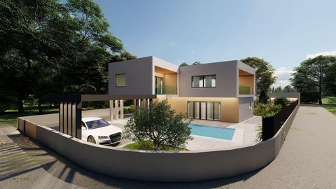 Villa with pool in Pomer, Medulin, 100 m from the sea - offered at Roh-Bau stage! Total area is 170 sq.m. Land plot is 511 sq.m. The construction can be completed with a turnkey option, with the final price depending on the agreed scope of work. Cons...