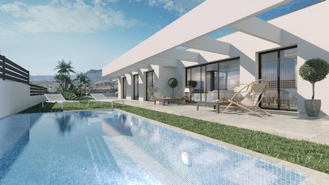 VILLA DI NUOVA COSTRUZIONE CON VISTA MOZZAFIATO SULLE MONTAGNE A FINESTRAT~~Progetto di nuova costruzione di 10 ville dal design moderno, situate in un ambiente naturale con vista sul mare e sulle montagne, vicino al campo da golf Puig Campana e a br...