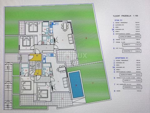 PAG, NOVALJA - Nowoczesne mieszkanie 60m od morza, S1 Na sprzedaż mieszkanie o powierzchni 61,5m2, zlokalizowane na parterze budynku mieszkalnego. W skład mieszkania wchodzą: 2 sypialnie, 2 łazienki, kuchnia, pokój dzienny z jadalnią, 2 tarasy oraz o...