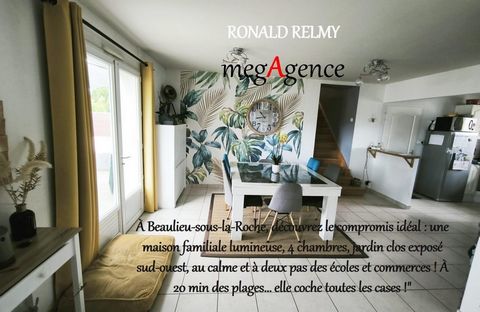 À Beaulieu-sous-la-Roche, découvrez le compromis idéal : une maison familiale lumineuse, 4 chambres, jardin clos exposé sud-ouest, au calme et à deux pas des écoles et commerces ! À 20 min des plages… elle coche toutes les cases !"