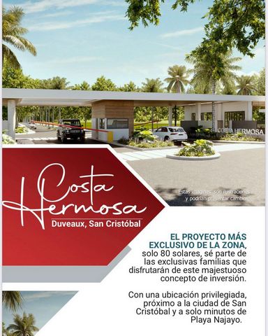 No.43 The most EXCLUSIVE PROJECT IN THE AREA, located in Duveaux San Cristobal, just 5 minutes from Najayo beach, and a few minutes from downtown San Cristobal. Only 80 plots, making it the most exclusive project in the Duveaux area. You can be part ...