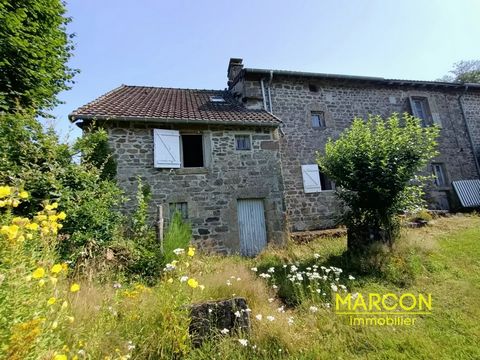 MARCON IMMOBILIER - CREUSE - LIMOUSIN - Ref 88056 - SAINT HILAIRE LE CHATEAU AREA- A stone house located in a small semi-detached hamlet with an unobstructed view of the garden, comprising on the ground floor: living room with fireplace, kitchen/dini...
