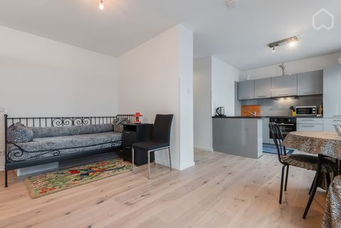 Object description: The comfortable light-flooded 33 square meters one-room apartment is located on the 1st floor of a new building in Frankfurt-Rödelheim. It is fully furnished and equipped with a high-quality kitchen. The apartment is easily reache...