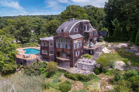Waterfront - GUILFORD - CONTEMPORARY - THE WHALE HOUSE-Architecturally Designed by Peter Woerner. First time available in 25 years. Set on 3.39 Acres. Designed to capture large ground to sky views, southerly over Little Harbor as well as Long Island ...