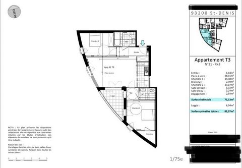 APPAFRTEMENT T3 au 3ème ÉTAGE + LOGGIA