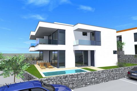 New villa in Malinska-Dubašnica under construction, 700 meters from the sea! Total area is 160 sq.m. Land plot is 200 sq.m. On the ground floor, there is a bathroom, a large living room area, a kitchen, and a dining room, which leads out to a covered...