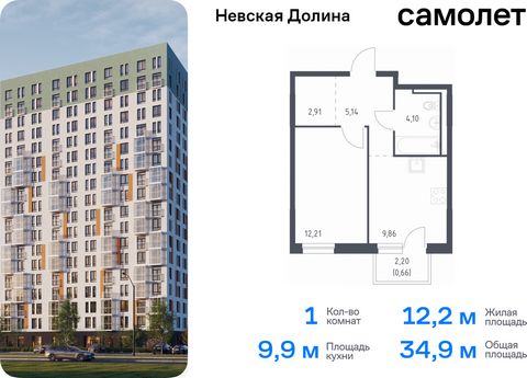 Продается 1-комн. квартира. Квартира расположена на 2 этаже 18 этажного монолитно-кирпичного дома (Корпус 1.1, Секция 1) в ЖК «Невская Долина» от группы «Самолет». «Невская Долина» - уютный квартал в скандинавском стиле рядом с набережной Невы. Наход...