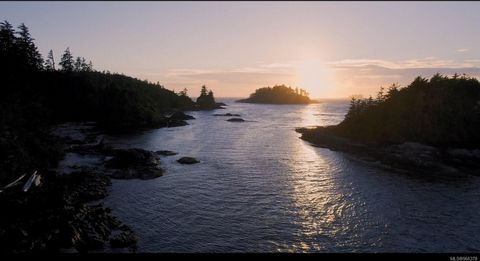 UN PARADIS DE LA FORÊT TROPICALE La superficie en bord de mer de Clayoquot Sound, dans la forêt pluviale tempérée de la Colombie-Britannique, peut être la vôtre. Cette propriété de 56 acres de l’île Vargas, accessible uniquement à l’eau, est située d...