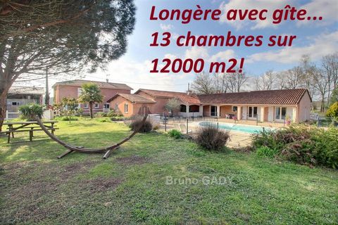 A 15 mn de Périgueux environ. En direction de Bergerac, propriété comprenant grande maison de famille principale type longère plus un grand gîte de 160m2, sur une totalité de 440m2 habitables plus dépendances et grand parc. L'ensemble comporte 13 cha...