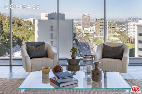 Sierra Towers former celebrity-owned renovated condo with floor-to-ceiling windows, and explosive views of downtown LA, Sunset Strip, Beverly Hills, and beyond. This South-East corner unit boasts an abundance of natural light, custom finishes, a soph...