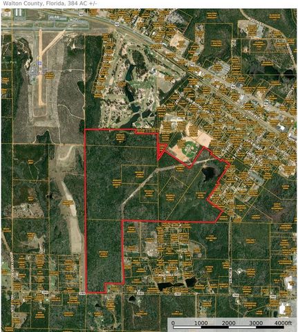 Great development tract in the heart of Defuniak Springs, Florida. 384 acres currently zoned county but city is eager to annex the subject property and re-zone to R2 which allows for 16 units per acre. Subject parcels stretch from Bob Sikes Rd all th...