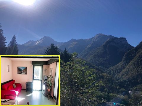 Studio on the ground floor of a residence building located in the heart of the village of Laruns at the foot of the Pyrenees. Entrance hall with bunk beds, living room with kitchenette area, superb terrace with exceptional views of the mountains. Exc...