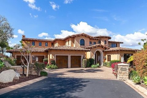 Sensational Tuscan style estate resting on 0.68 acres with unparalleled views over looking the 5th fairway at The Crosby, Rancho Santa Fe. Tranquil cul de sac location accentuated by landscape/hardscape and a jaw dropping infinity pool/spa. Entering ...