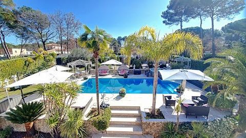 House for sale in MOUANS-SARTOUX Limite MOUGINS in absolute calm, superb house of 250 m2 (LC 200.28 m2) with its caretaker's house and guest apartment in a private residence with many outbuildings on a plot of 1.675 m2 with traditional swimming pool ...