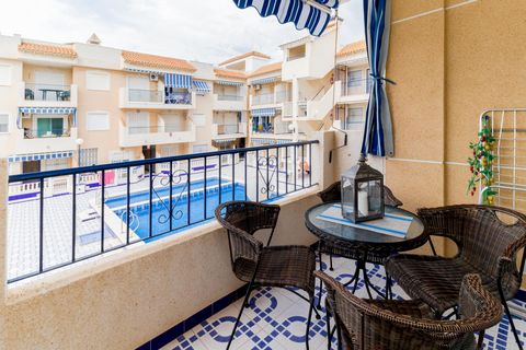 Apartment in a house with swimming pool in a gated community, which is located 100 meters from the sea, from the sandy beach of NAU FRAGOS and 10-15 minutes walk from the promenade, Torrevieja parks. Apartment with 2 bedrooms, 6 beds. TV, WIFI, air c...