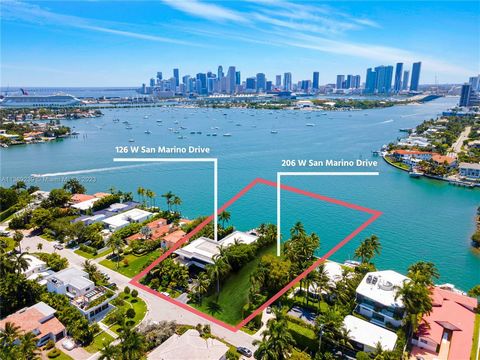 THE ULTIMATE POST CARD VIEW OF DOWNTOWN MIAMI SKYLINE ON THE BAY:EXPAND YOUR COMPOUND WITH THIS TROPICAL MODERN WATERFRONT ESTATE + ADJACENT LOT ON THE BEST LOCATION OF SAN MARINO ISLAND! Stunning Two-Story Waterfront Residence w/ 12,889 Adj Gross SF...