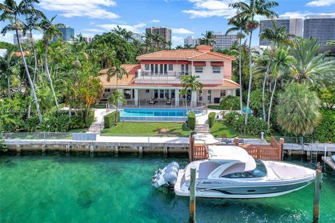 Palatial Mediterranean Estate almost half an Acre of Land on the water. Unique opportunity to purchase the lowest priced waterfront property in the exclusive guard gated community of Bal Harbour Village. This home sits on a spectacular 20,000+ square...