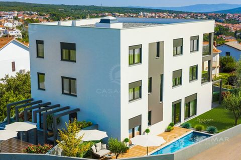 A modern duplex apartment is for sale in the town of Krk, located on the ground floor and first floor of a new building with a total living area of 140 m2. The ground floor comprises an entrance area, spacious living room and dining area with access ...