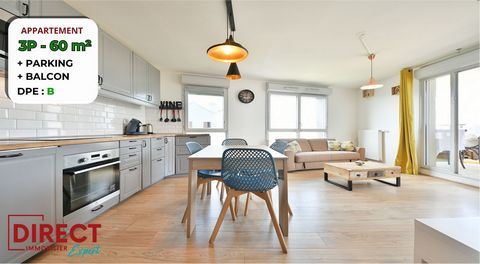 'COUP DE CŒUR' de l'agence ! Dans une COPROPRIÉTÉ RÉCENTE DE STANDING construite en 2018, découvrez ce très bel APPARTEMENT 3 PIÈCES de 60 m2 avec BALCON et PARKING PRIVATIF EN SOUS-SOL, situé à seulement 10 minutes du RER D et de la future LIGNE 15....
