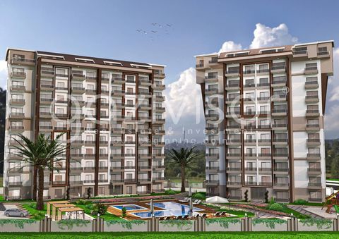 Emplacement du parc tropical à Gazipasa Pazarcida Appartement 1+1 dans un magnifique complexe avec 1er étage - 1+1 - 34 m2 + terrasse 1er étage - 1+1 - 34 m2 Pazarci / Gazipasa / Antalya Façade vers le ruisseau Gazipasa Façade de la nouvelle route ma...