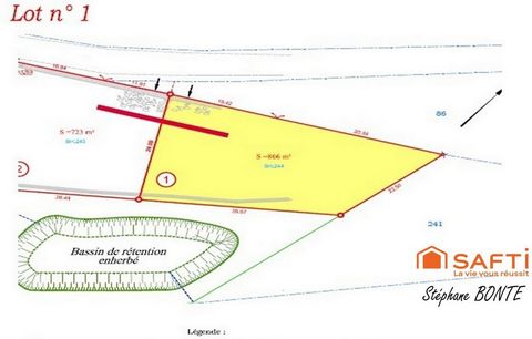 Terrain de 866 m² viabilisée (lot 1) – Le Puy