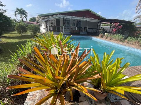 Villa T5 102m2, piscine, terrasse type carbet, parcelle 841m2