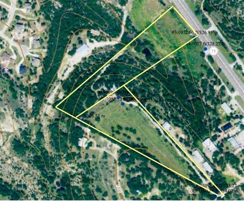 20 Acres with 400 ft frontage in the dynamic, fast-growing, Hwy 71 W growth corridor. Consisting of (2) ten Acre tracts - 1 fronting Hwy 71 and 1 fronting Reimers Peacock Rd (see plat). No Zoning or Restrictions. Lake Travis views. Excellent Developm...