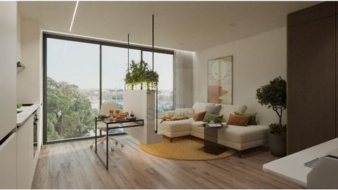 T0 apartment with 33.07m2 of area + 13.75m2 of parking Orientation: East 1 parking space Modern and sustainable architectural project composed of T0, T1 and T2 typologies, spread over 7 floors, providing an urban life with quality, tranquility and we...