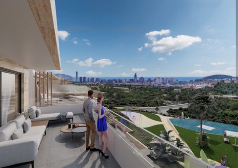 NOUVEAU COMPLEXE RESIDENTIEL A FINESTRAT AVEC VUE MER !!! Le résidentiel a en son centre une petite vallée ou vallée et de chaque côté de cette vallée il y a un bloc d'appartements. Les maisons sont orientées vers la mer et le sud, avec de grandes te...