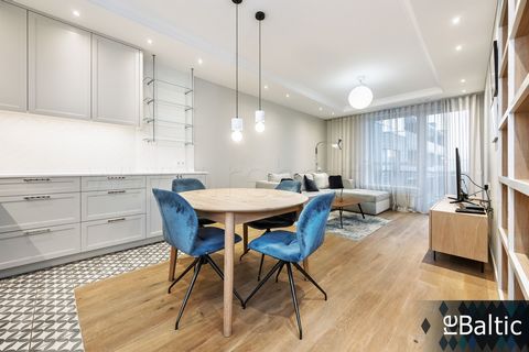 Modern 2-room apartment in the city center, near the Neris River waterfront. Contemporary design and high-quality materials: fully equipped kitchen with built-in appliances (stove, refrigerator, hood, oven, dishwasher), connected to a spacious living...